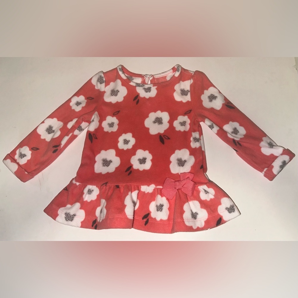 Carters Baby Girl’s Long Sleeve Fleece Light Orange Floral Top Size 12M